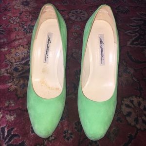 Brian Atwood green suede pump